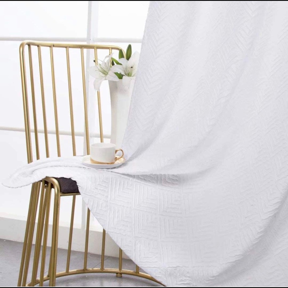 White Sculptured Embossed Curtain Panels